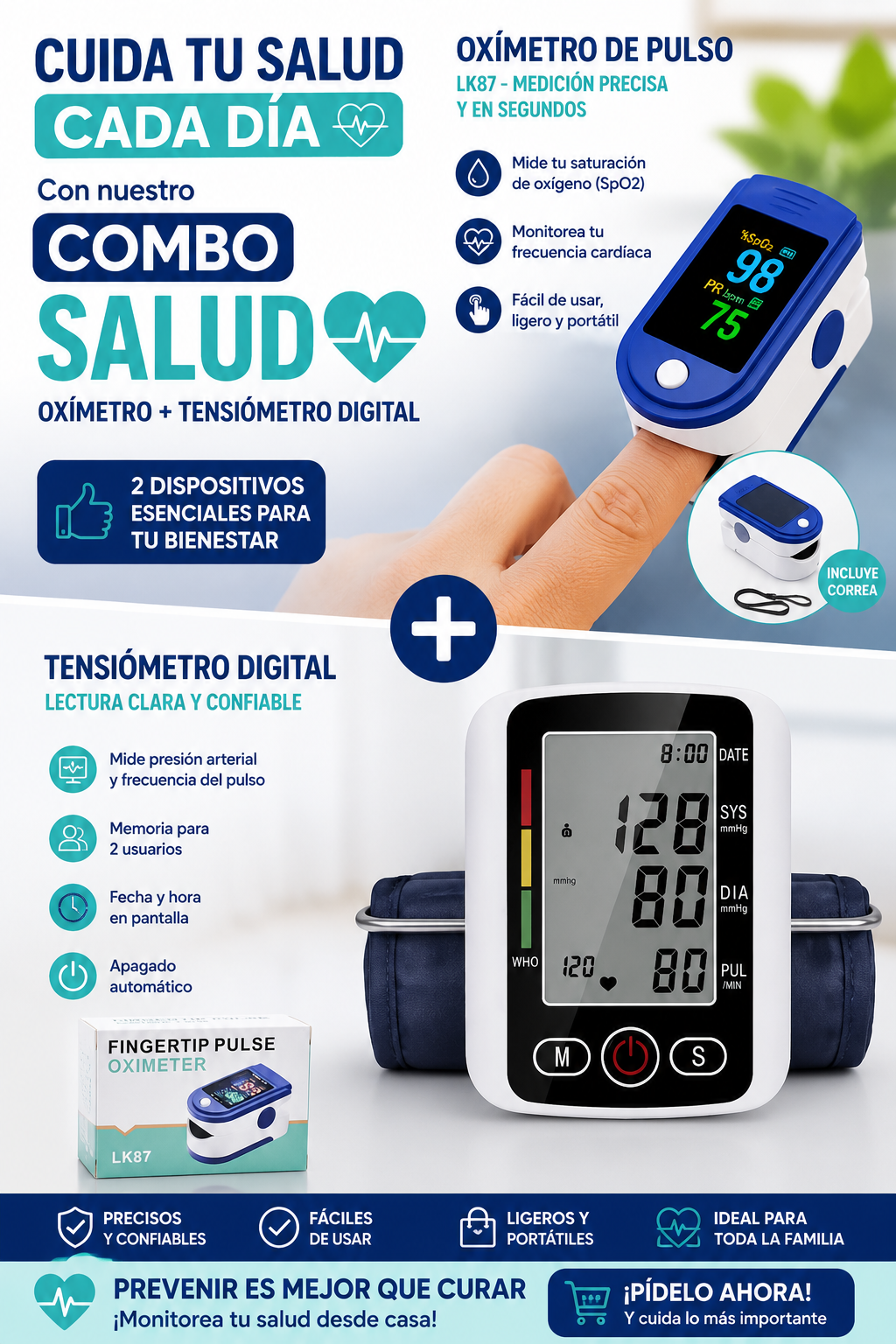 Combo oximetro + tensiometro digital