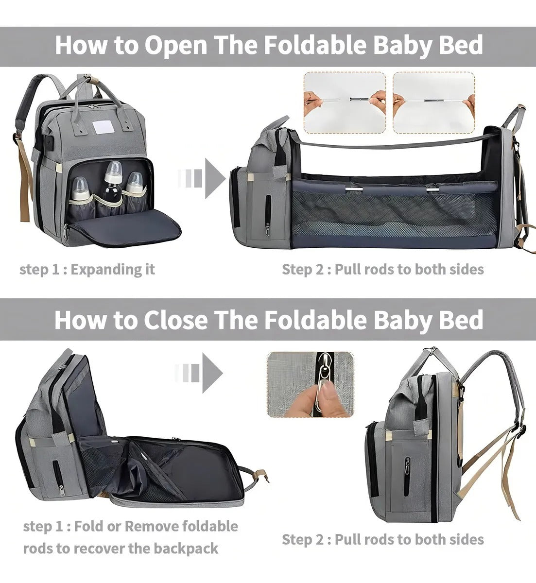 Bolso Pañalera Cuna Sonajero Colchón