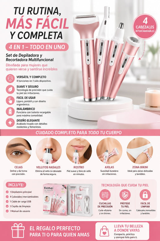 TE Máquina De Afeitar Para Mujer 4 en 1