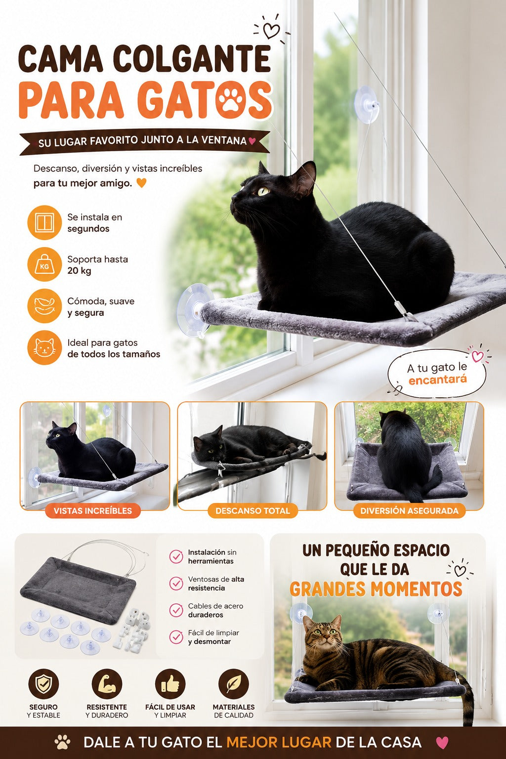 Cama colgante para gato